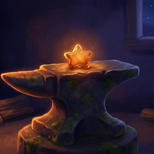 A stone anvil in a cozy forge